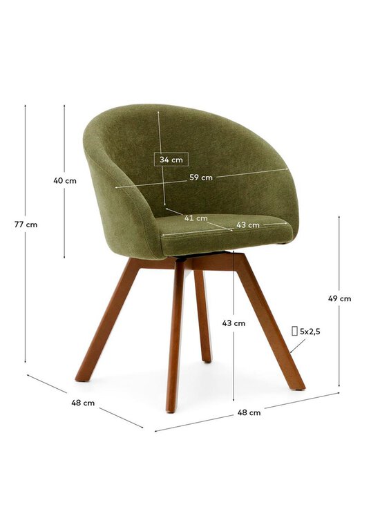 Kave Home - Marvin-tuoli vihreä chenille-kangas / pähkinä - GREEN | Stockmann - photo 10