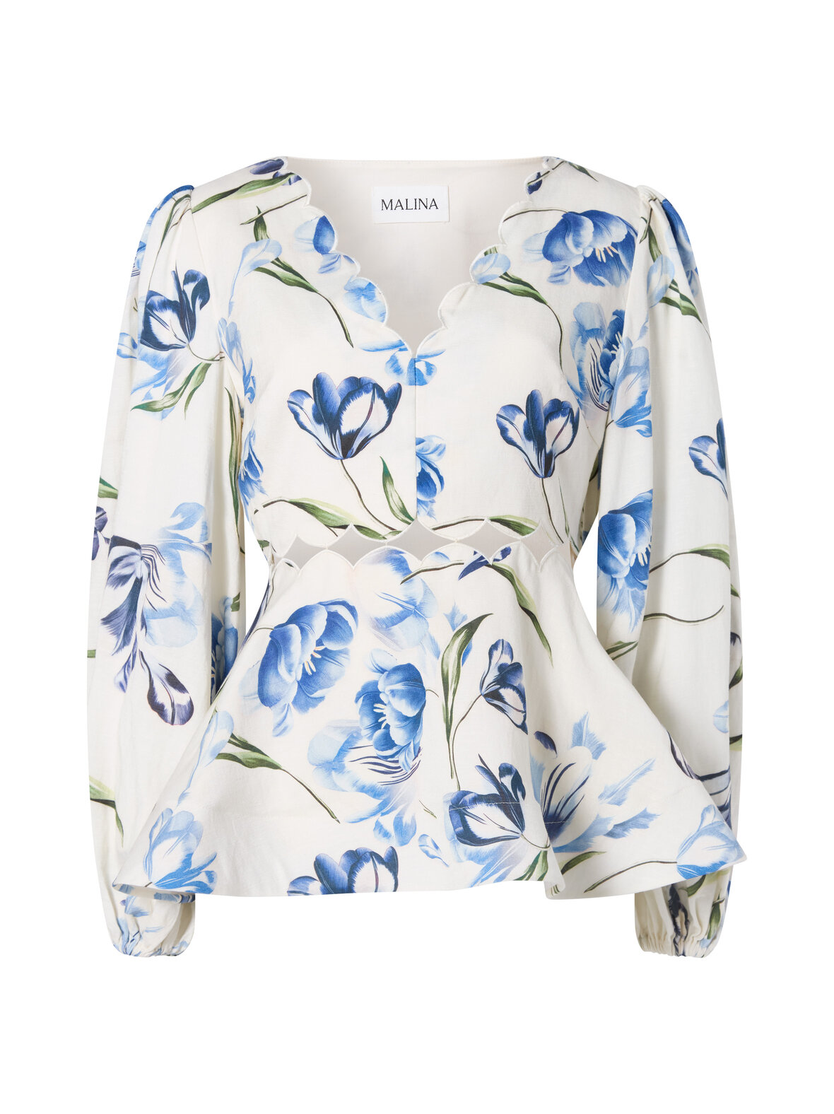 Maya scalloped balloon sleeve -paita