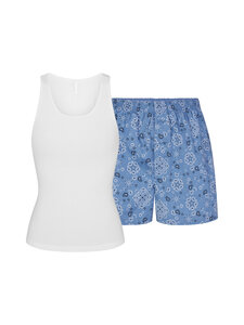 SKIMS - Cotton Poplin Sleep Tank And Boxer Set -toppi ja pyjamashortsit - ARCTIC SNOW BANDANA | Stockmann