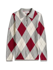 Tommy Hilfiger - Kudum Argyle Polo Neck - 0K1 ARGYLE DEEP ROUGE / MID GREY HTR | Stockmann