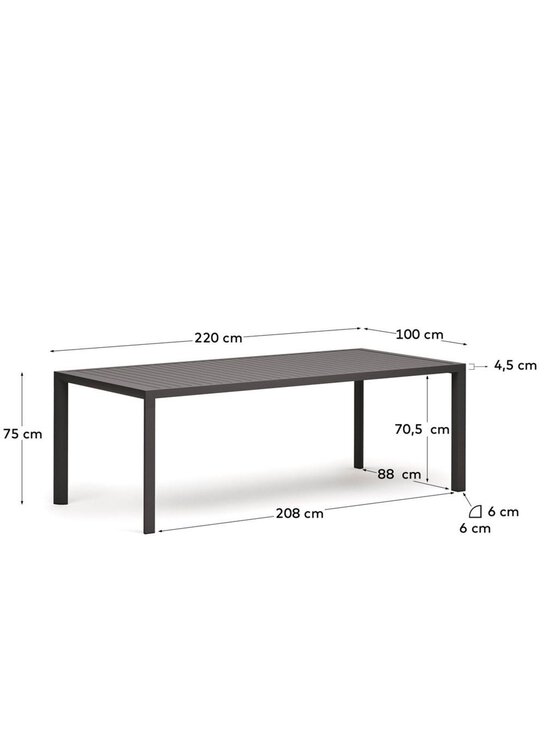 Kave Home - Culip-ruokapöytä tummanharmaa 100 x 220 cm - GREY | Stockmann - photo 5