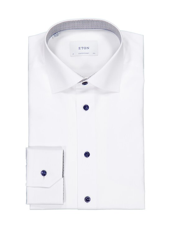 Eton - Contemporary Fit Geometric Effect Signature Twill -kauluspaita - 00 WHITE | Stockmann - photo 1