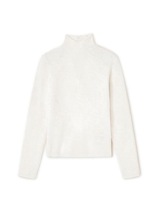 Ganni - Sheer Flower Jacquard Mockneck -neule - 135 EGRET | Stockmann - photo 1