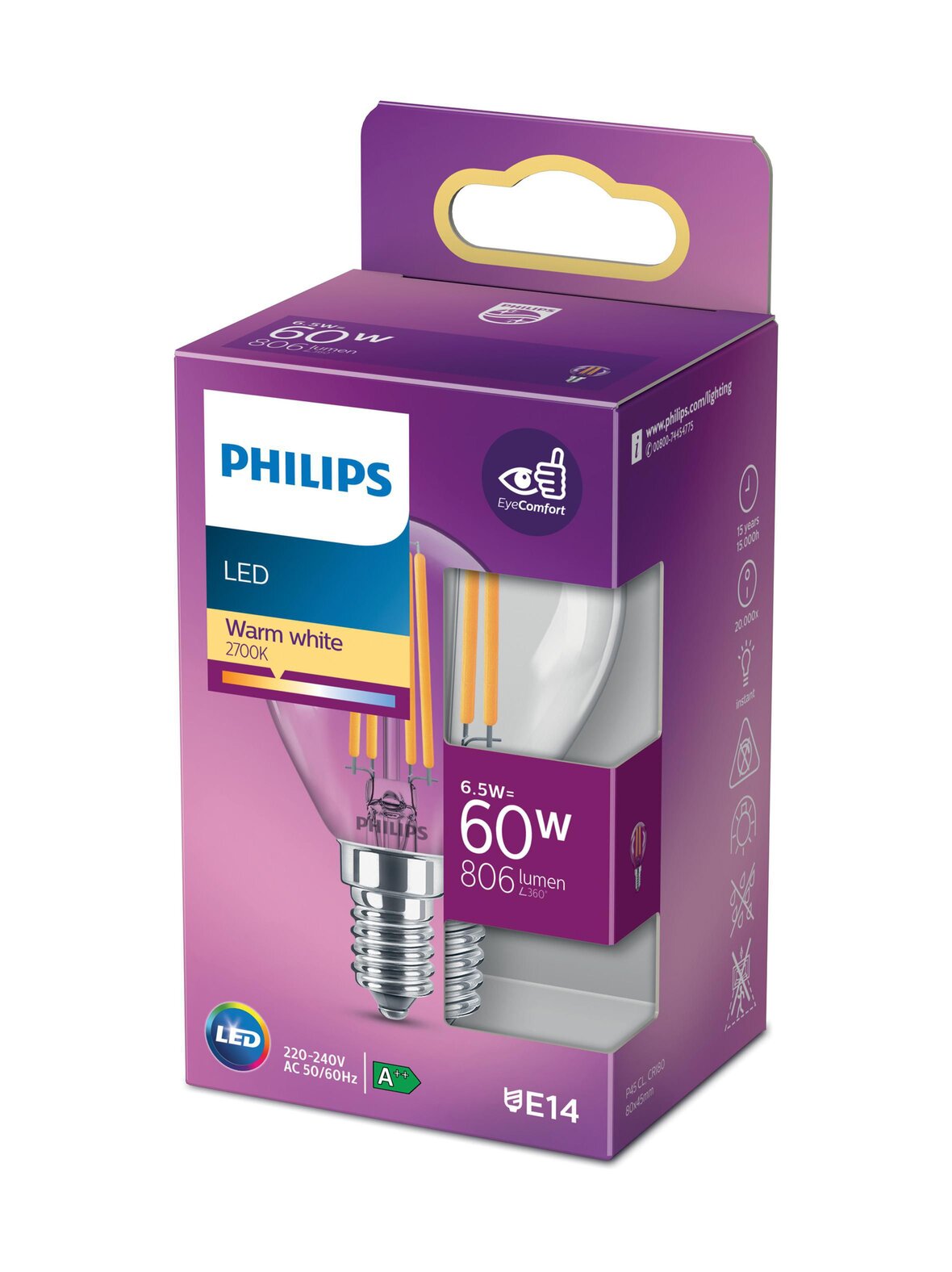 Philips Led candle 60w e14 warm white -lamppu
