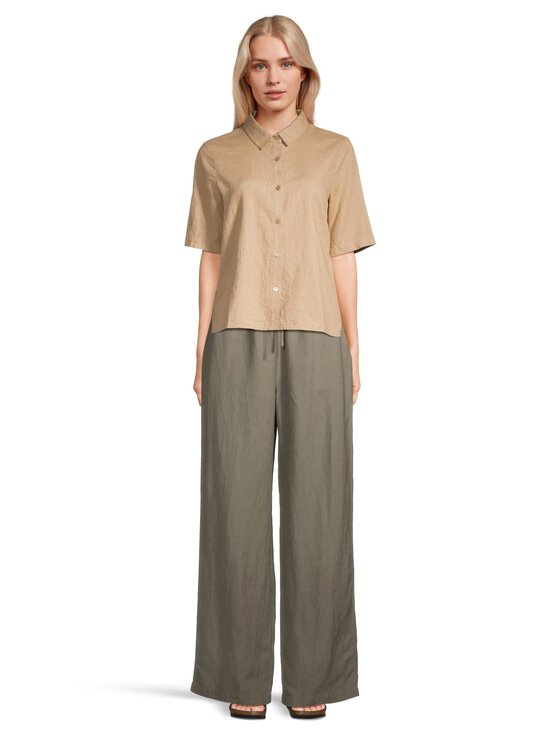 NOOM - Amelie Wide Leg -pellavasekoitehousut - KHAKI GREEN | Stockmann - photo 3