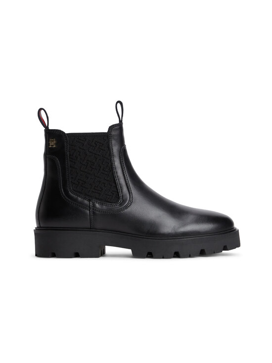 Tommy Hilfiger - TH Monogram Leather Chelsea -nilkkurit - BDS BLACK | Stockmann - photo 1