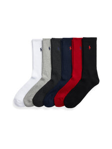 Polo Ralph Lauren - Cotton Crew zeķes 6-pāri - 003 BLK/RED/NVY/CHAR/HTHR/WHITE | Stockmann