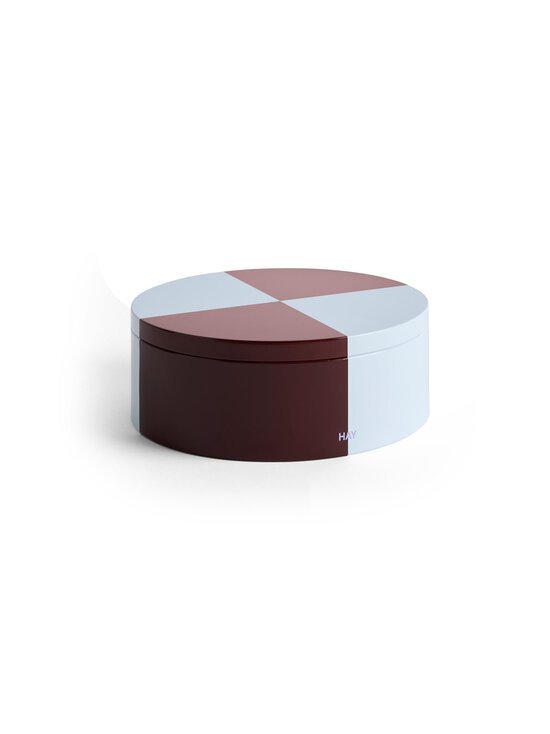 Tin Round Burgundy And Ice Blue -peltirasia 19.8 x 7.3 cm