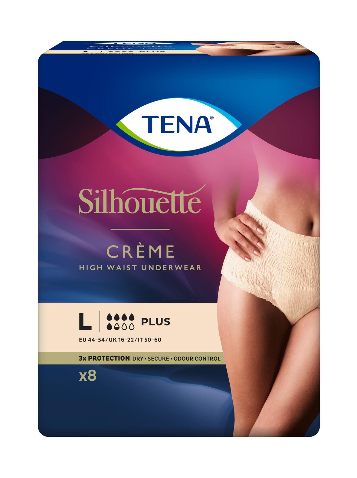 TENA Silhouette plus high waist large -inkontinenssihousut 8 kpl