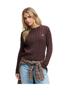 Superdry - Essentials-palmikkoneule - 8TP CHESTNUT BROWN | Stockmann