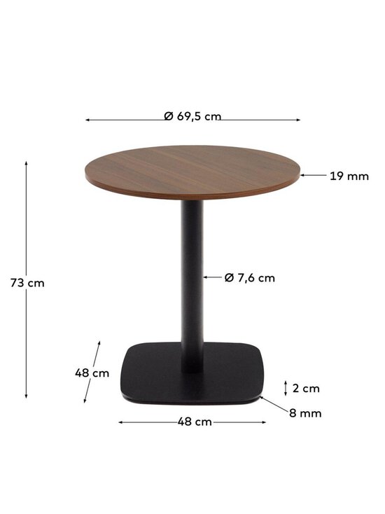 Kave Home - Dina-ruokapöytä pähkinä / musta ⌀ 69 cm - BEIGE | Stockmann - photo 5