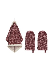 Marimekko - Pikkuinen Unikko -keittiötekstiilisetti - LINEN, BURGUNDY | Stockmann