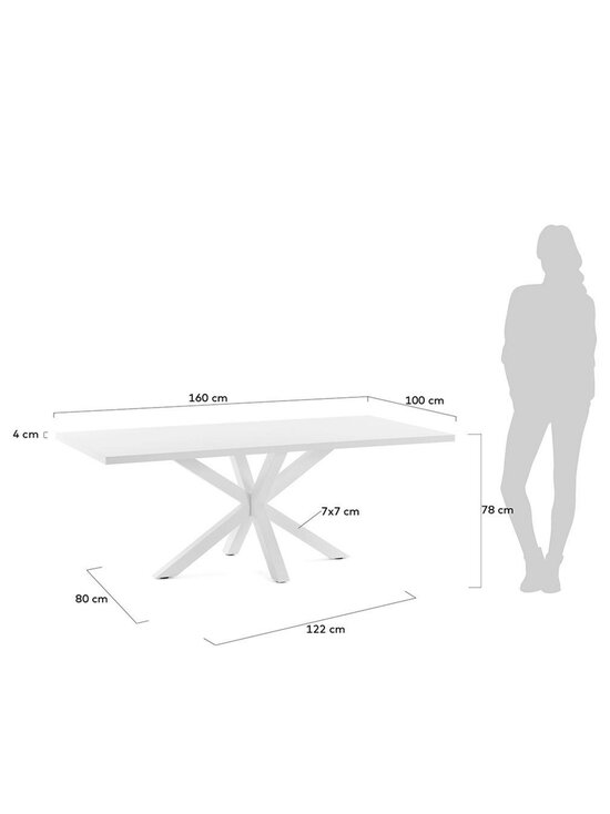 Kave Home - Argo-ruokapöytä valkoinen melamiini / valkoinen 160 x 100 cm - WHITE | Stockmann - photo 3