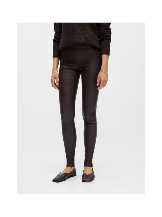 Object - ObjBelle Mid Waist Coated -leggingsit - SEAL BROWN | Stockmann - photo 2