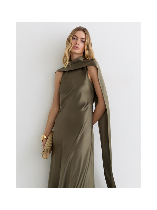 Reiss - Fae Satin Cape Maxi -mekko - 35 KHAKI GREEN | Stockmann - photo 5