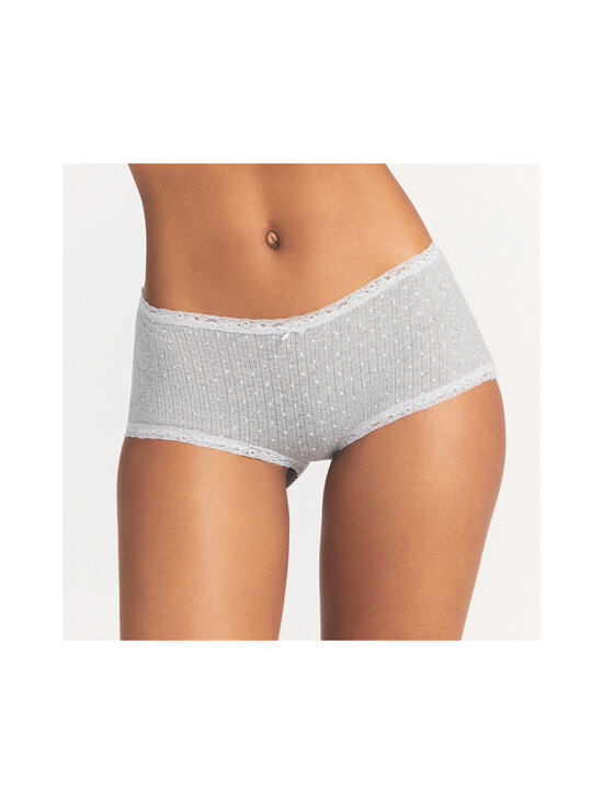 SKIMS - Lightweight Cotton Pointelle -pitsikoristeiset shortsialushousut - LIGHT HEATHER GREY PIN DOT | Stockmann - photo 2