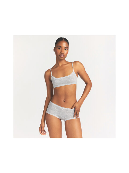 SKIMS - Lightweight Cotton Pointelle -pitsikoristeiset shortsialushousut - LIGHT HEATHER GREY PIN DOT | Stockmann - photo 3