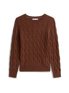 Tommy Hilfiger - Soft Wool -palmikkoneule - GV0 LEGACY BROWN | Stockmann