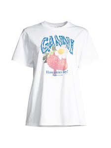 Ganni - Strawberry Basic Cotton Jersey -paita - 151 BRIGHT WHITE | Stockmann