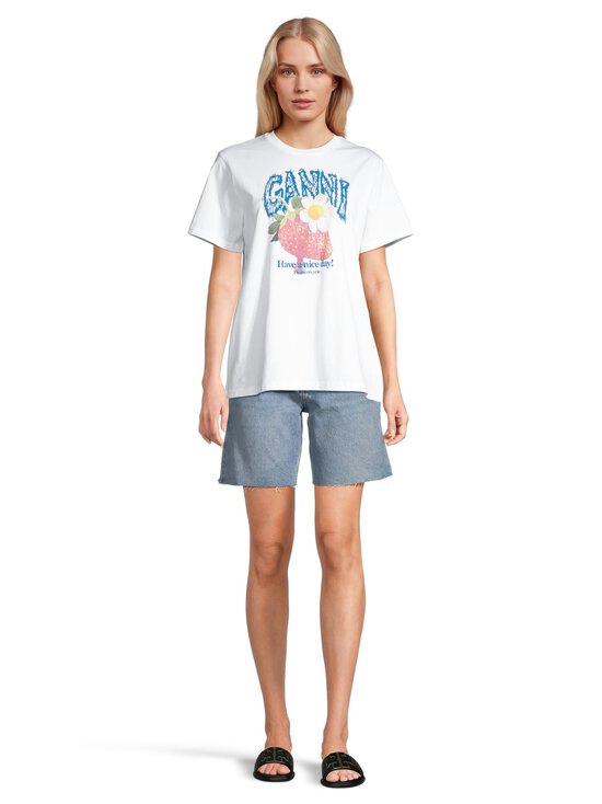 Ganni - Strawberry Basic Cotton Jersey -paita - 151 BRIGHT WHITE | Stockmann - photo 2