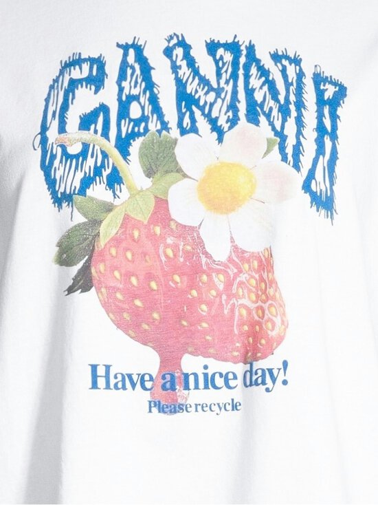 Ganni - Strawberry Basic Cotton Jersey -paita - 151 BRIGHT WHITE | Stockmann - photo 4