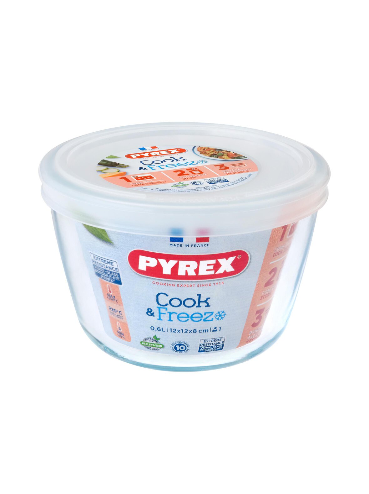 Pyrex Cook & freeze - pyöreä lasivuoka 0,6 l