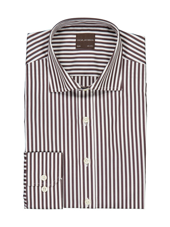 Oscar Jacobson - Triiksärk Slim Fit Cut Away triibuline - 559 SLATE BROWN | Stockmann - photo 1