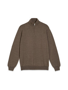 SAND Copenhagen - Ibro Half Zip vilnas džemperis - 255 DARK CAMEL | Stockmann