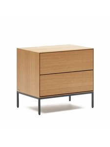 Kave Home - Vedrana-yöpöytä tammi/musta 60 x 55 cm - BEIGE | Stockmann