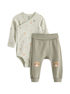 Lindex - Wrap Bodysuit & Joggers -vaatesetti - 8884 GREEN | Stockmann