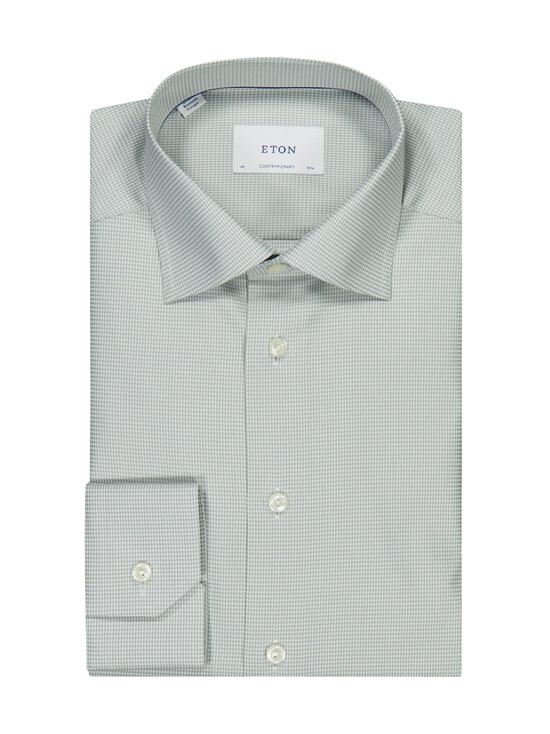 Eton - Contemporary Fit Houndstooth -kauluspaita - 62 LIGHT GREEN | Stockmann - photo 1