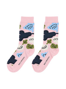 Marimekko - Sokid Linjaus Kukasta Kukkaan - 351 LIGHT PINK, GREEN, DARK BLUE | Stockmann