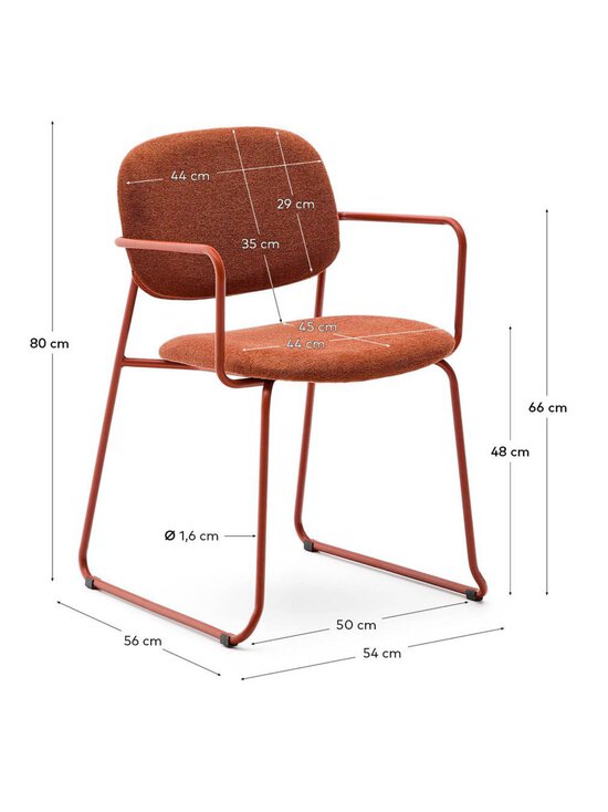 Kave Home - Meli-tuoli käsinojilla Belfast-kangas terrakotta / terrakotta metalli - PINK | Stockmann - photo 9