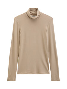 Marc O'Polo - T-krekls ar augstu apkakli un garām piedurknēm - 1740 EARTHY TAUPE | Stockmann
