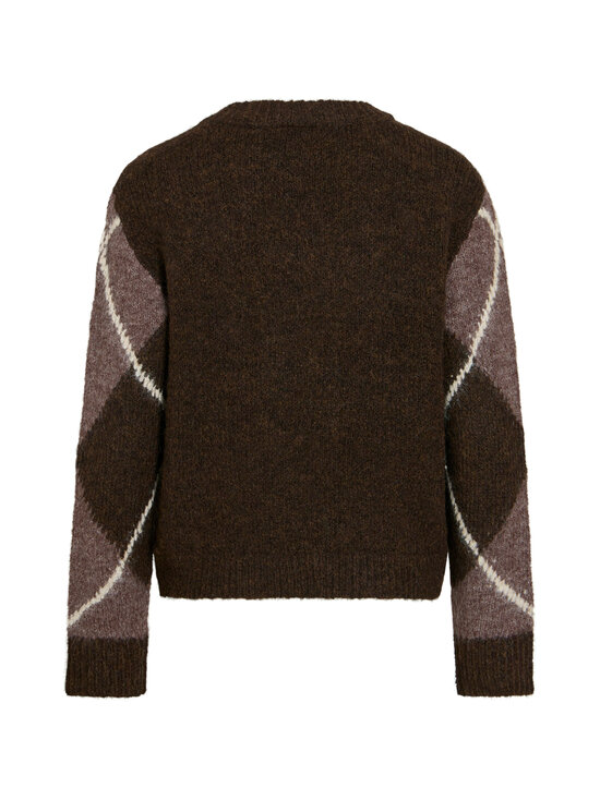 Vila - ViTolise V-Neck Check -neulepusero - COFFEE BEAN CHECKS:DARK NATURAL MELANGE/BIRCH | Stockmann - photo 2