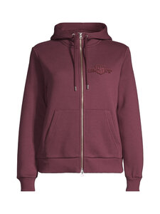 GANT - Regular Tonal Shield Zip džemperis ar kapuci - 656 PLUM WINE | Stockmann