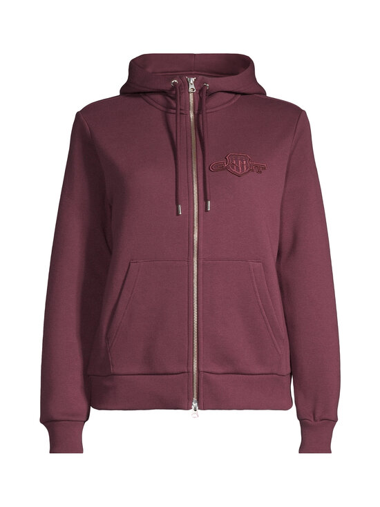 GANT - Regular Tonal Shield Zip džemperis ar kapuci - 656 PLUM WINE | Stockmann - photo 1