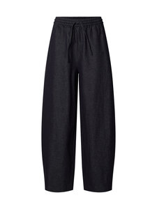 Selected - SlfLoose Willow Mid Waist Linen -tynnyrilahkeiset housut - DARK NAVY | Stockmann