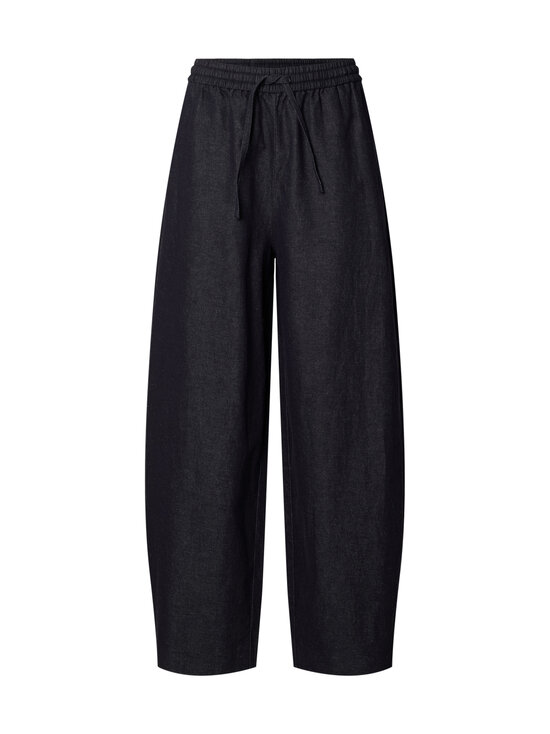 Selected - SlfLoose Willow Mid Waist Linen -tynnyrilahkeiset housut - DARK NAVY | Stockmann - photo 1
