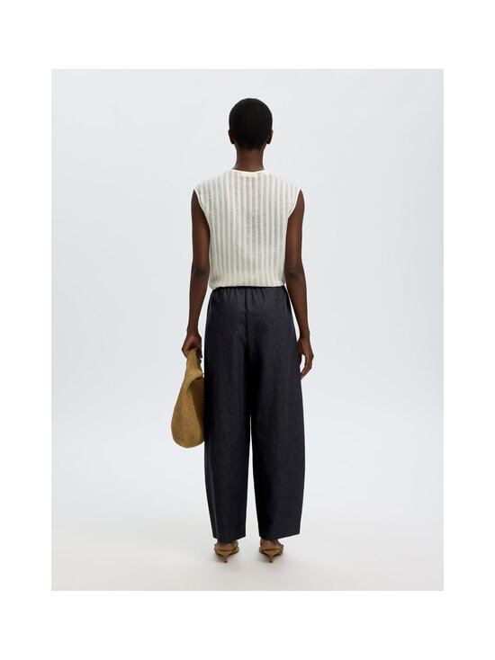 Selected - SlfLoose Willow Mid Waist Linen -tynnyrilahkeiset housut - DARK NAVY | Stockmann - photo 3