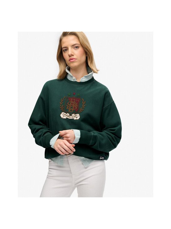 Superdry - Crest Loose Crew -collegepaita - 8UM DARK PINE GREEN | Stockmann - photo 4