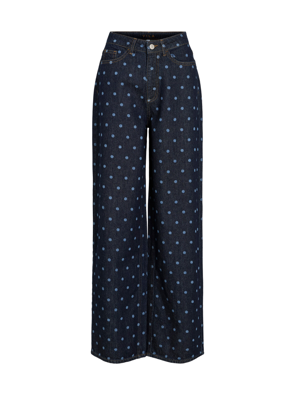 ViFreya High Waist Dot -leveälahkeiset farkut
