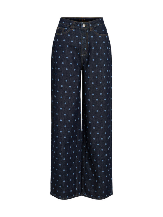 Vila - ViFreya High Waist Dot platu staru džinsi - DARK BLUE DENIM | Stockmann - photo 1