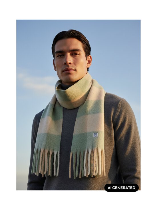 Knowledge Cotton Apparel - Narmastega sall - 7010 LIGHT GREEN CHECK | Stockmann - photo 3