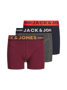 JACK & JONES junior - Bokserid JACLICHFIELD TRUNKS 3-Pack - DARK GREY MELANGE DETAIL:BURGUNDY - NAVY BLAZER | Stockmann