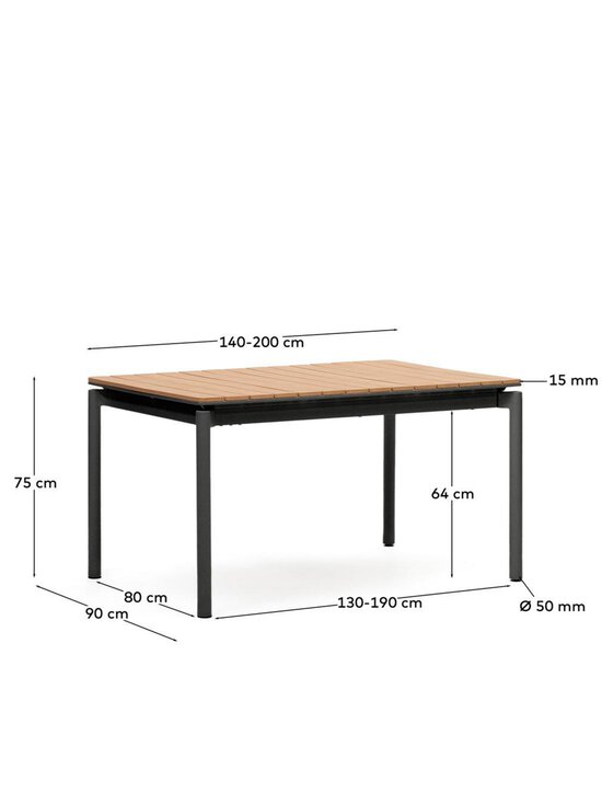 Kave Home - Canyelles- jatkettava ruokapöytä - MUSTA,RUSKEA | Stockmann - photo 8
