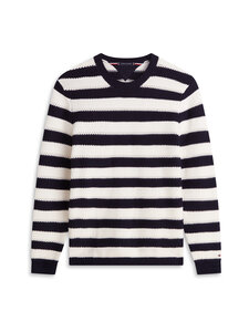 Tommy Hilfiger - Crochet Block Stripe Crew -neule - 0A4 DESERT SKY/IVORY PETAL | Stockmann