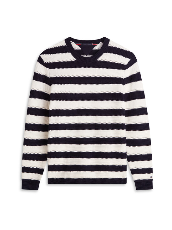 Tommy Hilfiger - Crochet Block Stripe Crew -neule - 0A4 DESERT SKY/IVORY PETAL | Stockmann - photo 1