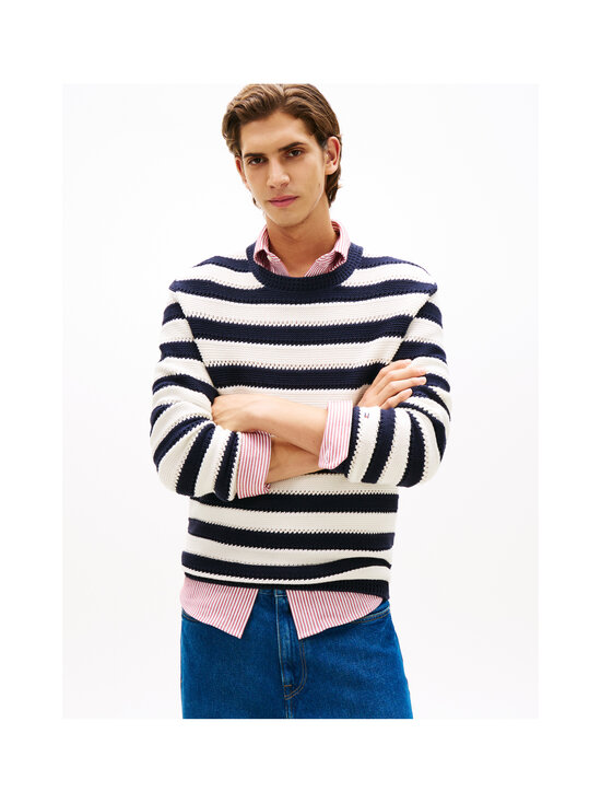 Tommy Hilfiger - Crochet Block Stripe Crew -neule - 0A4 DESERT SKY/IVORY PETAL | Stockmann - photo 5