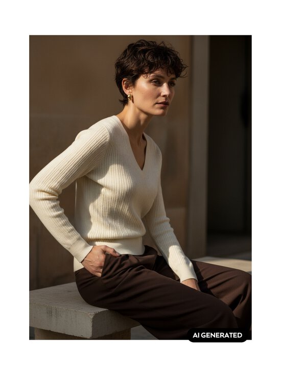 GANT - V-neck adīts džemperis - 130 CREAM | Stockmann - photo 2
